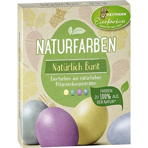 Heitmann Eierfarben - Naturfarben Natürlich Bunt - Gelb/Grün/Violett/Blau, 4 Gramm - Eierfarben aus natürlichen Pflanzenkonzentraten in vier Farben. Ideal für kreatives Färben von Eiern im Tauchbad. Qualität seit 1847, hergestellt in Deutschland.
