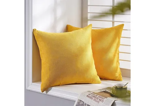 Interior by Hakito Set Kissen Nino (60x80cm, Senf) - Bequeme Zierkissen mit hochwertiger Chenille-Füllung, ideal für stilvolle Wohnräume. Der verdeckte Reißverschluss ermöglicht individuelle Anpassung der Füllmenge.