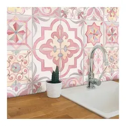 K&L Wall Art Fliesenaufkleber 12x Klebefliese Kachel Sticker Rosa Landhaus Deko Vintage Küche rot 15 cm x 15 cm