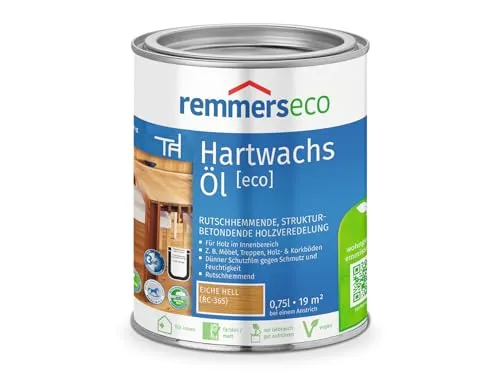 Remmers Hartwachs-Öl [eco] Eiche hell 0,75L - Holzöle für Innenbereich – 3in1 Lösung: Beize, Öl und Versiegelung in einem, nachhaltig und vegan, für eine natürliche Holzoptik mit schmutzabweisender Wirkung.