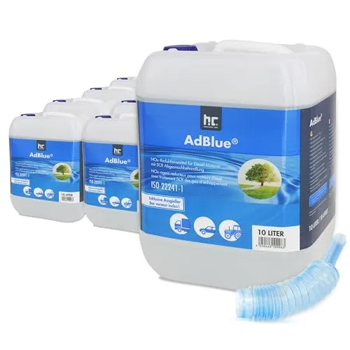 10 L AdBlue® Harnstofflösung Kanister – 20 Stück - Additive für SCR-Abgasnachbehandlung, reduziert Stickoxide um 90 % und ist ideal für Euro-6-Norm Fahrzeuge. Einfaches Umfüllen dank geschlossenem Füllsystem.