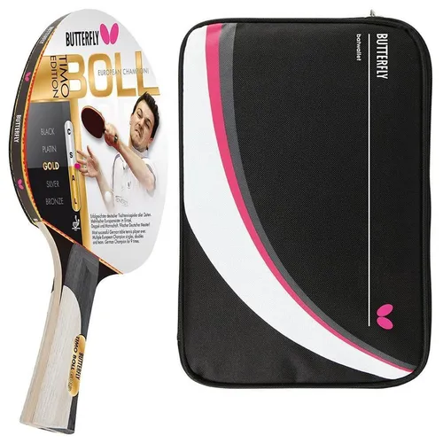 Timo Boll Gold 85020 Tischtennisschläger + Hülle Drive Case II - Tischtennisschläger für Allround-Spieler, inklusive praktischer Schlägerhülle für optimalen Schutz und Transport.