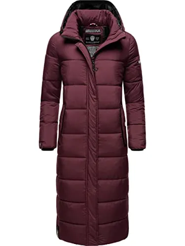 Navahoo Damen Wintermantel Isalie Wine, Gr. S - Funktionsjacke mit abnehmbarer Kapuze, ideal für den Winter - ausgestattet mit Innentasche für Bluetooth-Kopfhörer und Powerbank, hält warm und punktet mit modernem oversized Look.