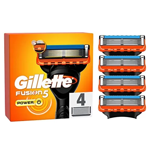 Gillette Fusion 5 Power Rasierklingen für Rasierer, 4 Ersatzklingen für Nassrasierer Herren mit 5-fach Klinge, Made in Germany