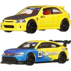Hot Wheels Spielzeug-Auto 2-Pack - Honda Civic Type R - Spielzeug-PKW, 2-Pack mit detailgetreuen Honda Civic Type R Modellen im Maßstab 1:64, perfekt für kleine Auto-Fans ab 3 Jahren.