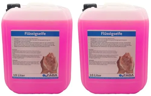 FABA Chemie Flüssigseife 2 x 10 L - Hautneutrale Handseife - Seife für Seifenspender, milde und hautverträgliche Formel entfernt effektiv Schmutz und schützt die Haut vor Rissen und Reizungen.