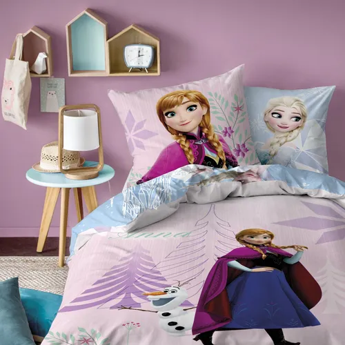 Disney Frozen Bettwäsche Set - Anna und Elsa 135x200 cm - Hübsches Bettwäsche Set für Mädchen mit Anna und Elsa aus Disney Die Eiskönigin. Aus 100% Baumwolle, pflegeleicht und mit praktischem Reißverschluss. Ideal für Fans und ein tolles Geschenk!