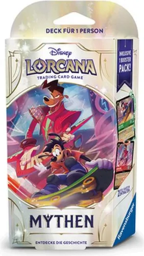 Disney Lorcana Starter Deck Powerline & Max Goof - Deutsch - Gesellschaftsspiel für Disney-Fans: Komplettes Starterdeck mit 60 Karten, ideal für Einsteiger und Taktiker. Enthält exklusive Foil-Karten und Booster für spannende Duelle im Lorcana-Universum!