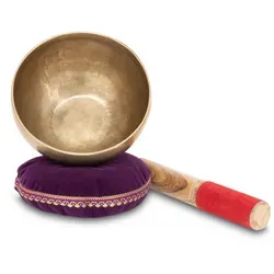 XDrum Omshanti Klangschale 13 cm Komplett Set - Esoterik - Handgehämmerte Klangschale aus 7 Metallen, ideal für Meditation und Therapie, inkl. Kissen und Schlägel für sofortigen Einsatz.