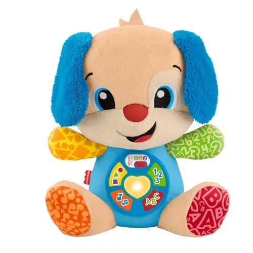 Fisher-Price Laugh & Learn JFD26 Plüschtier mit Smart Stages Musikalisches Lernspielzeug für Babys ab 6 Monaten, mehrsprachige Version: Italienisch, Spanisch, Portugiesisch, Englisch