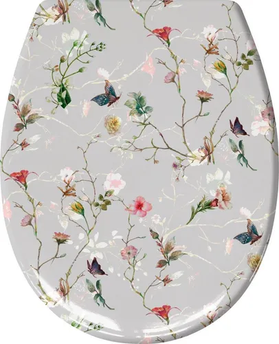 WC-Sitz "Flores" 37x45 cm mit Absenkautomatik - Moderne WC-Sitz für das Badezimmer, aus langlebigem Duroplast mit Absenkautomatik für sanftes Schließen und eleganten Multicolor-Look.
