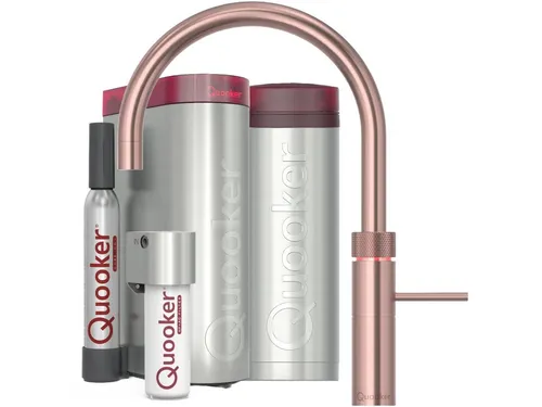 QUOOKER Fusion Round PRO3 Reservoir CUBE Kupfer Rosé – 7 Jahre Garantie - Armaturen mit Mischbatterie für heißes, kaltes und sprudelndes Wasser. Inklusive CUBE für gefiltertes Wasser und 7 Jahre Garantie. Ideal für moderne Küchen!