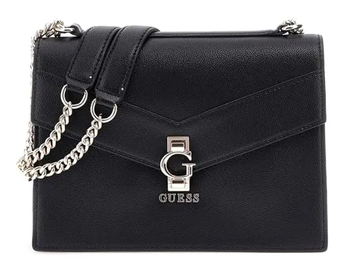 Guess Jorah Convertible Xbody Flap Black - Stilvolle Umhängetasche mit Charme - Hüfttaschen mit edlen goldfarbenen Applikationen und großem Hauptfach. Ideal für jeden Anlass, um Ihren Look zu vervollständigen.