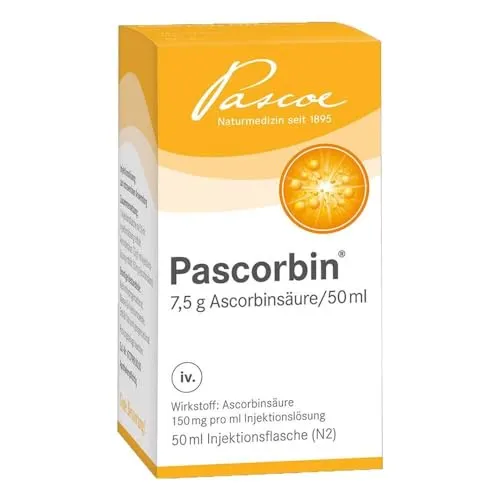 Pascorbin 7,5 g Vitamin-C-Hochdosis-Infusion - Arzneimittel zur Behandlung von Vitamin C-Mangel, ideal für Patienten mit parenteraler Ernährung oder Methämoglobinämie im Kindesalter.