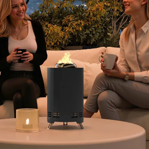 Edelstahl Feuerschale mit Schürhaken - Rauchfreie Feuerstelle für Garten & Camping - Moderne Edelstahl Feuerstelle mit rauchfreiem System für intensives Feuer. Ideal für Garten, Balkon oder Camping. Einfach aufzubauen und leicht zu transportieren.