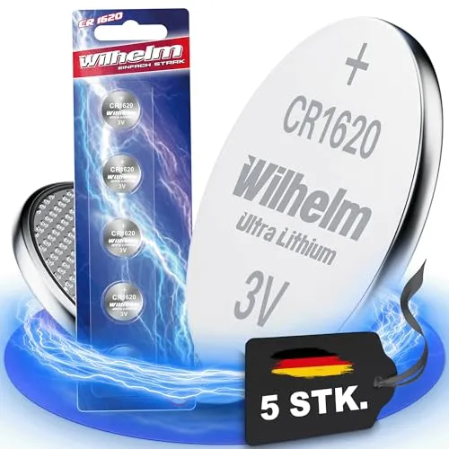 CR1620 CR 1620 WILHELM Lithium Knopfzelle 3V 70mAh ø16x2,0mm Batterie DL1620, 6620 5 x