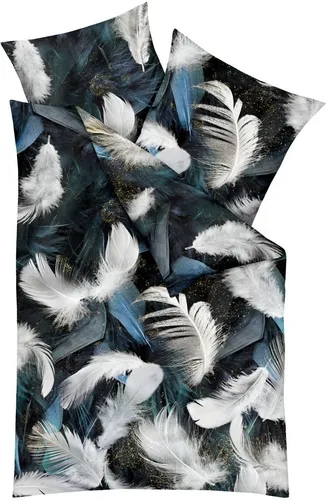 Kaeppel Mako Satin Bettwäsche 135x200 cm Wolf Urwald Federn - Elegante 2-teilige Bettwäschegarnitur aus 100% Baumwolle mit edlem Digitaldruck. Der praktische Reißverschluss sorgt für einfachen Wechsel, während der atmungsaktive Satin für hohen Schlafkomfort sorgt.
