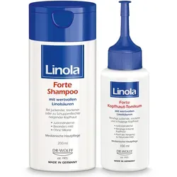 Linola Forte Shampoo + Tonikum Set - Medizinische Körperpflege für die Kopfhaut, mit beruhigenden Inhaltsstoffen zur Linderung von Hautirritationen und Juckreiz.