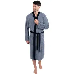 Wewo fashion Herrenbademantel 2726 - Herren-Bademantel in Langform aus Polycotton, ideal für Sauna & Spa, mit Kimono-Kragen und aufgesetzten Taschen für zusätzlichen Komfort und Stil.