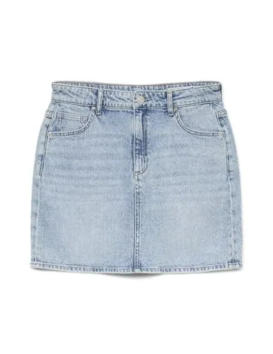 VERO MODA Damen Jeansrock 10301536 Light Blue Denim S - Stylischer Jeansrock in hellem Blau, perfekt für lässige Outfits und den Sommer, von der beliebten Marke VERO MODA.