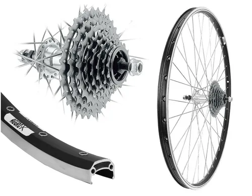 Zoll Alu Hinterrad 19-622 mit 9 Fach Zahnkranz 27 Gang - Laufrad für 28 Zoll Fahrräder, robust aus Aluminium und ideal für Trekkingräder mit Felgenbremse, bietet hervorragende Stabilität und Leistung.