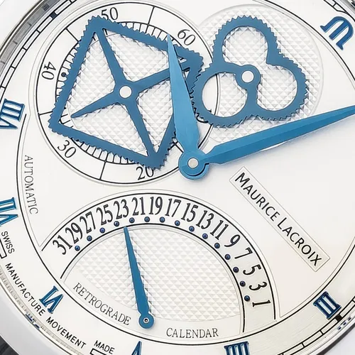Maurice Lacroix Masterpiece Square Wheel Rétrograde Herrenuhr MP6058-SS001-110-1 - Luxuriöse Armbanduhr mit mechanischem Uhrwerk, retrogradem Datumsanzeige und 100 m Wasserdichtigkeit – ideal für stilbewusste Herren.