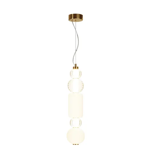 Maytoni Collar Pendelleuchte – Elegante LED-Deckenleuchte mit goldfarbener Metallbasis und Glasakzenten - Die Maytoni Collar Pendelleuchte vereint stilvolles Design mit praktischer Funktionalität. Mit ihrem stufenlos höhenverstellbaren Aufhängungssystem passt sie perfekt in moderne Wohn- und Essbereiche.