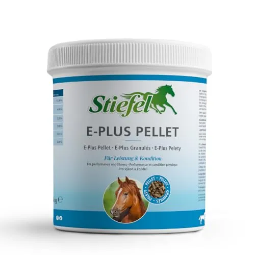 Stiefel E-Plus für Pferde, kann die Leistungsbereitschaft, Kondition & Belastbarkeit unterstützen, Vitamine E mit Selen und Lysin, Pellets, 1kg