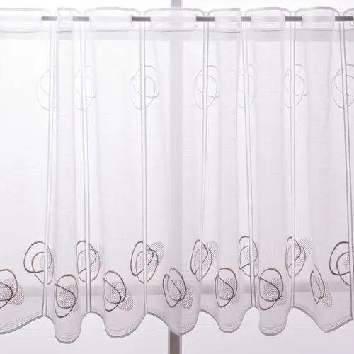 Scheibengardinen Meterware nähfrei Stickerei Voile weiß 60cm Höhe