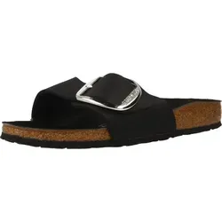 Birkenstock Pantolette Madrid Big Buckle, Schwarz, 42 - Pantoletten aus hochwertigem glattem Rindsleder, zeitloses Design mit großem Schnallenverschluss für optimalen Komfort und Stil im Alltag.