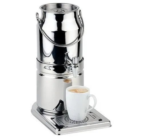 APS 10833 Milchkanne mit Deckel - Elegante Milchkanne aus 18/8 Edelstahl, Ø 16 cm, H: 22 cm, mit 3 Litern Fassungsvermögen - ideal für Catering und den täglichen Gebrauch.