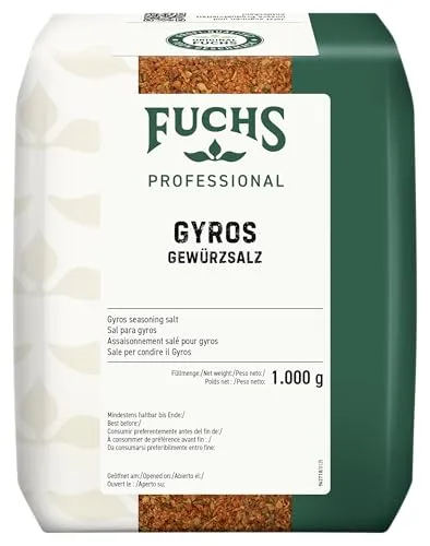 Fuchs Professional Gyros Gewürzsalz 1 kg - Profi-Qualität für Großverbraucher: Verleihen Sie Ihren griechischen Fleisch-Gerichten und Gemüse mit dieser aromatischen Gewürzmischung den unverwechselbaren Geschmack der mediterranen Küche.
