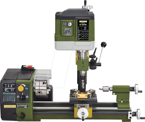 PROXXON 24112 - Bohr- und Fräseinrichtung PF 250, inklusive Säule und Nutentisch für präzises Arbeiten mit ER-16-Spannzangen