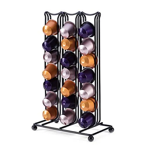 MOLEDA Kapselhalter für Nespresso Original 42 Kapseln Kaffeekapseln Aufbewahrung,Kaffee Organizer,Platzsparend Zubehör Kapselspender für Küchen Café Ruheraum (Schwarz)