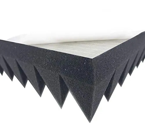 Akustikpur Akustikschaumstoff Pyramidenschaumstoff SELBSTKLEBEND - Schalldämmmatten zur effektiven Akustik Dämmung, ca. 49 cm x 49 cm x 7 cm
