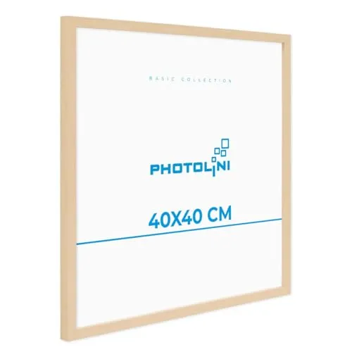 PHOTOLINI Bilderrahmen 40x40 Natur aus Holz MDF - Praktischer 40x40 Bilderrahmen aus Holz MDF mit bruchsicherem Acrylglas. Perfekt zum Aufhängen und ideal für eine persönliche Bilderwand in jedem Raum. Einfaches Wechseln der Motive dank flexibler Rückwand.