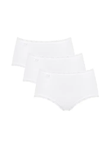 Sloggi Damen Unterhose 24/7 Cotton Lace Midi , Baumwolle, Spitzen-Optik, 3-Pack, 42, Weiß