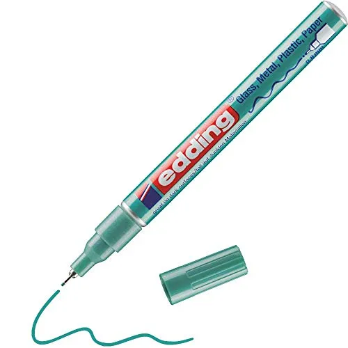 edding 780 Glanzlackmarker - grün metallic - 1 Lackmarker - extra-feine Rundspitze 0,8 mm - Lackstift für Glas, Stein, Holz, Kunststoff und Papier - wasserfest, stark deckend, sehr dünn