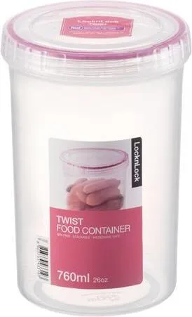 Lock & Lock LLS123 Frischhaltedose rund 0,76 l - Praktische LocknLock Frischhaltedose mit Drehverschluss, 0,76 l, 100% luftdicht und stapelbar. Ideal für die Lagerung von Lebensmitteln und für unterwegs. Spülmaschinen- und mikrowellengeeignet.