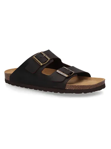 camel active Herren Sandalen aus Rindsleder Dunkelbraun - Hochwertige Sandalen aus Crazy Horse Leder und Wildleder mit zwei Metallschnallen für individuelle Anpassung. Das ergonomisch geformte Fußbett sorgt für optimalen Tragekomfort im Alltag.
