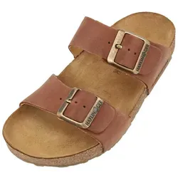 HAFLINGER Bio Andrea Leder Pantolette Sandale Country Braun (1726), Gr 38 - Anatomisch geformte Pantolette mit Korkfußbett für optimalen Halt. Rutschfeste TPR-Gummisohle und viel Platz für die Zehen sorgen für höchsten Tragekomfort.