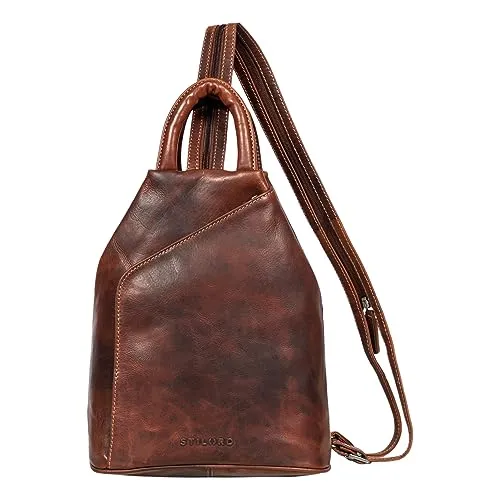 STILORD 'Minou' Leder Sling Bag - 2-in-1 Rucksack und Handtasche - Damen-Rucksackhandtaschen mit ergonomischem Design und verstellbaren Trägern für höchsten Tragekomfort. Aus echtem Leder gefertigt, ist jede Tasche ein einzigartiges Vintage-Unikat.