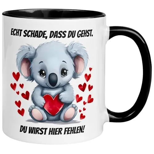 Abschiedsgeschenk Kollegin Kollege Tasse mit Spruch | Koalas – Echt schade dass du gehst | Lustiges Geschenk zum Abschied Jobwechsel Büro | Geschenkidee Arbeitsplatzwechsel Stellenwechsel
