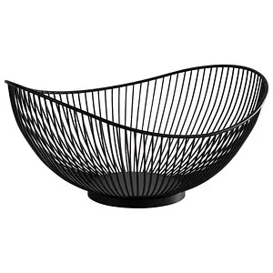 APS Brot- und Obstkorb SVART - oval, 295 x 255 mm, stilvolles Design in Schwarz für frisches Brot und Obst