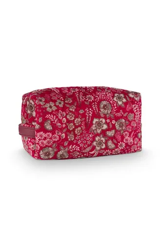 PiP Studio Kosmetiktasche Quilted Daisy Dreams - Reisetasche in Rot mit charmantem Blumenmuster, gepolstert für Schutz und Stil. Ideal für Make-up und Pflegeprodukte – perfekt für unterwegs!