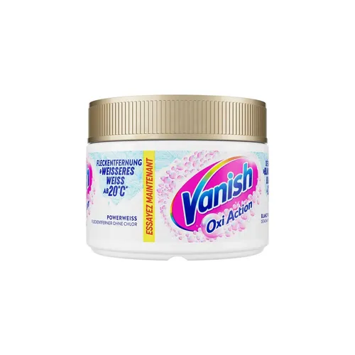 Vanish Oxi Action Powerweiss Pulver 250g - Effektiver Fleckentferner für Stoffe, entfernt hartnäckige Flecken mühelos und sorgt für strahlende Sauberkeit.