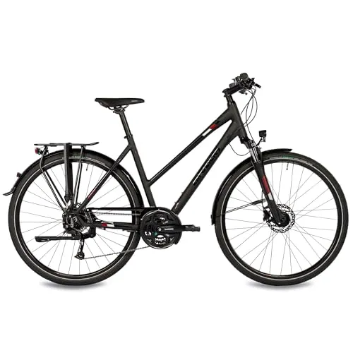 Airtracks Trekkingrad Damen 28 Zoll - TR.2830L, 24 Gang Kettenschaltung - Trekkingrad für Damen mit 28 Zoll Laufrädern und 24 Gang Alivio Kettenschaltung. Ideal für entspannte Ausflüge und tägliche Fahrten, robust und stylish in Schwarz Matt.