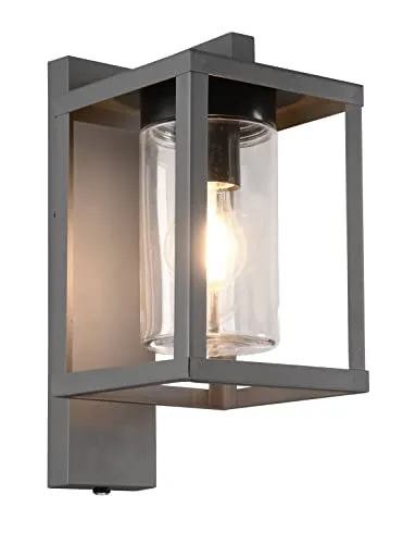 Trio Leuchten Außen Wandleuchte Lunga 212060142 - Außenlampe aus Aluminium Druckguss, mit Dämmerungssensor für automatisches Ein- und Ausschalten. Ideal für den Außenbereich, IP44 Schutz und modernes Design in Anthrazit.