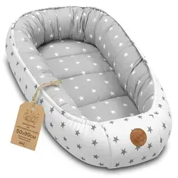 Babynestchen Neugeborene 90 x 50 cm - Tragbares Kuschelnest in Grau - Sichere und gemütliche Umgebung für Ihr Baby mit stabilen Rändern. Ideal für Babybett, Reisebett oder als Wickelunterlage. Hochwertige, atmungsaktive Baumwolle sorgt für optimalen Komfort.