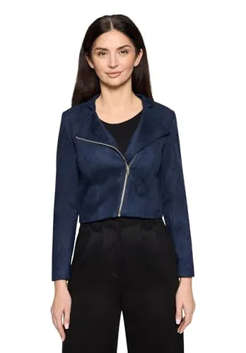 Betty & Co Damen Bikerjacke mit Stehkragen Dunkelblau, 40 - Funktionsjacken, leicht taillierte Passform und stilvoller Stehkragen für einen modernen Look.